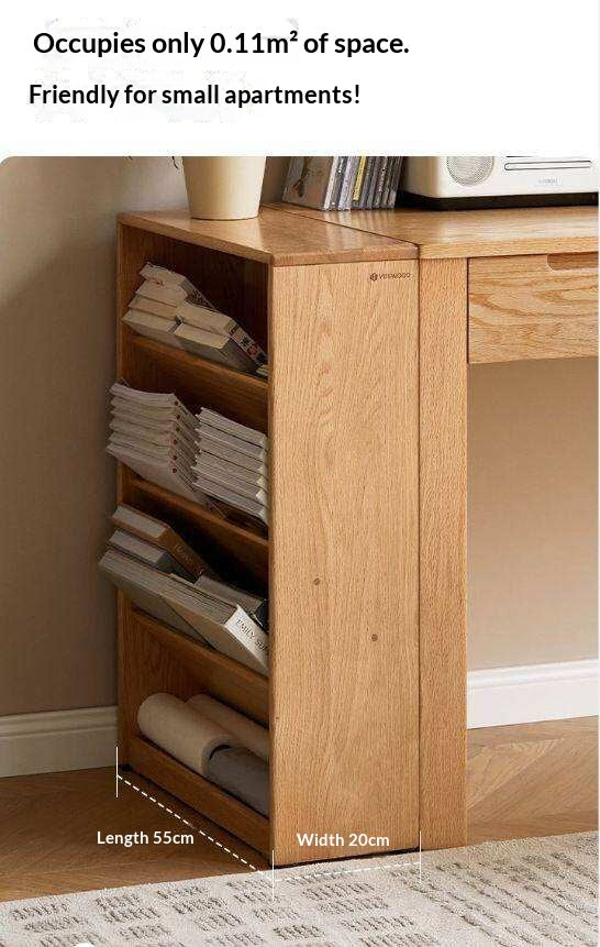 Oak Solid Wood Small Book Rack Against The Wall