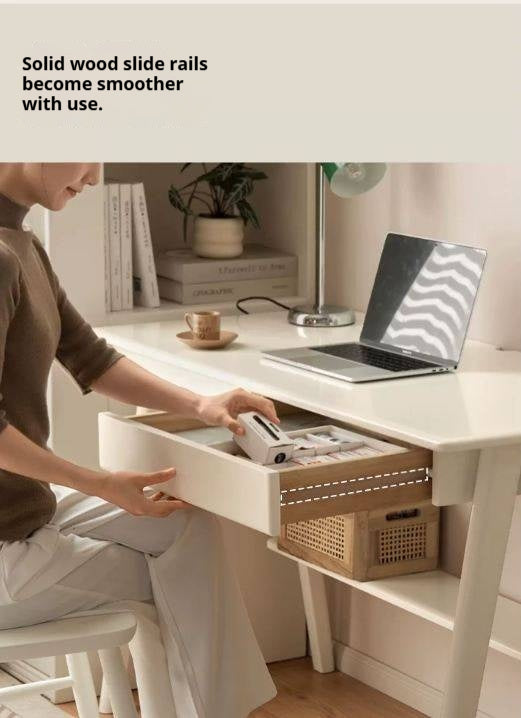 Solid Rubberwood Cream Wind Office Desk