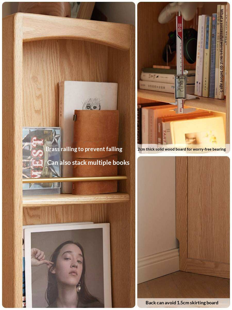 Cherry Solid Wood Retro Bookcase With Drawer
