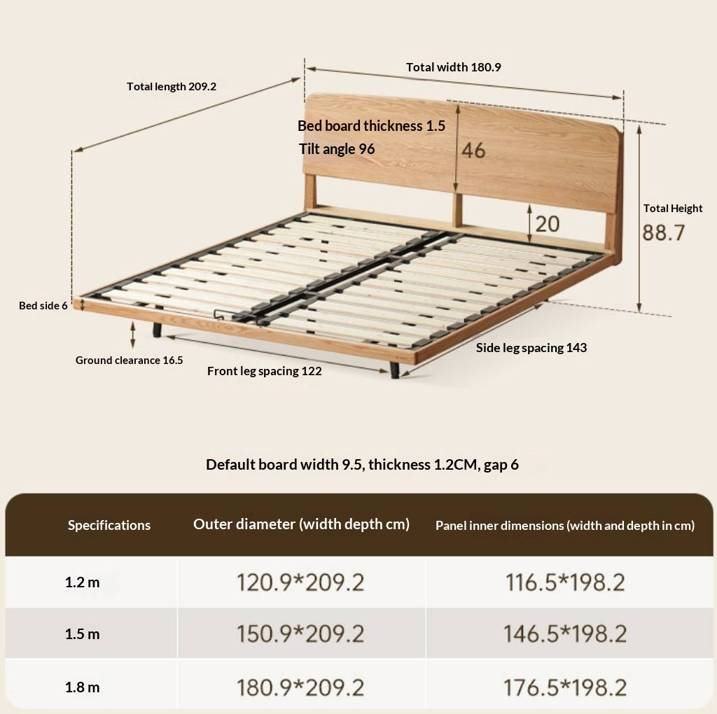 Oak Solid Wood Bed — Simple Floating Bed Design