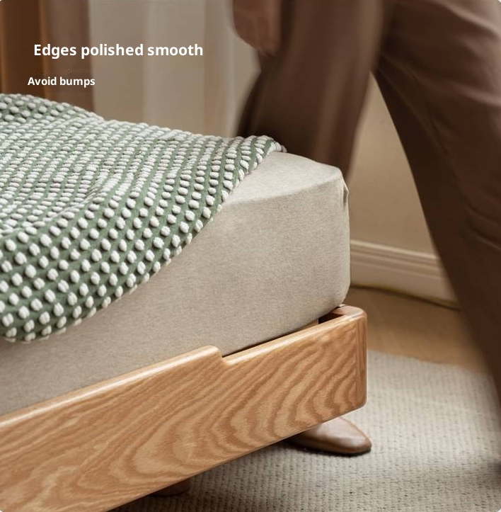 Oak, Ash Solid Wood Luminous Suspended Bed, Nordic Style