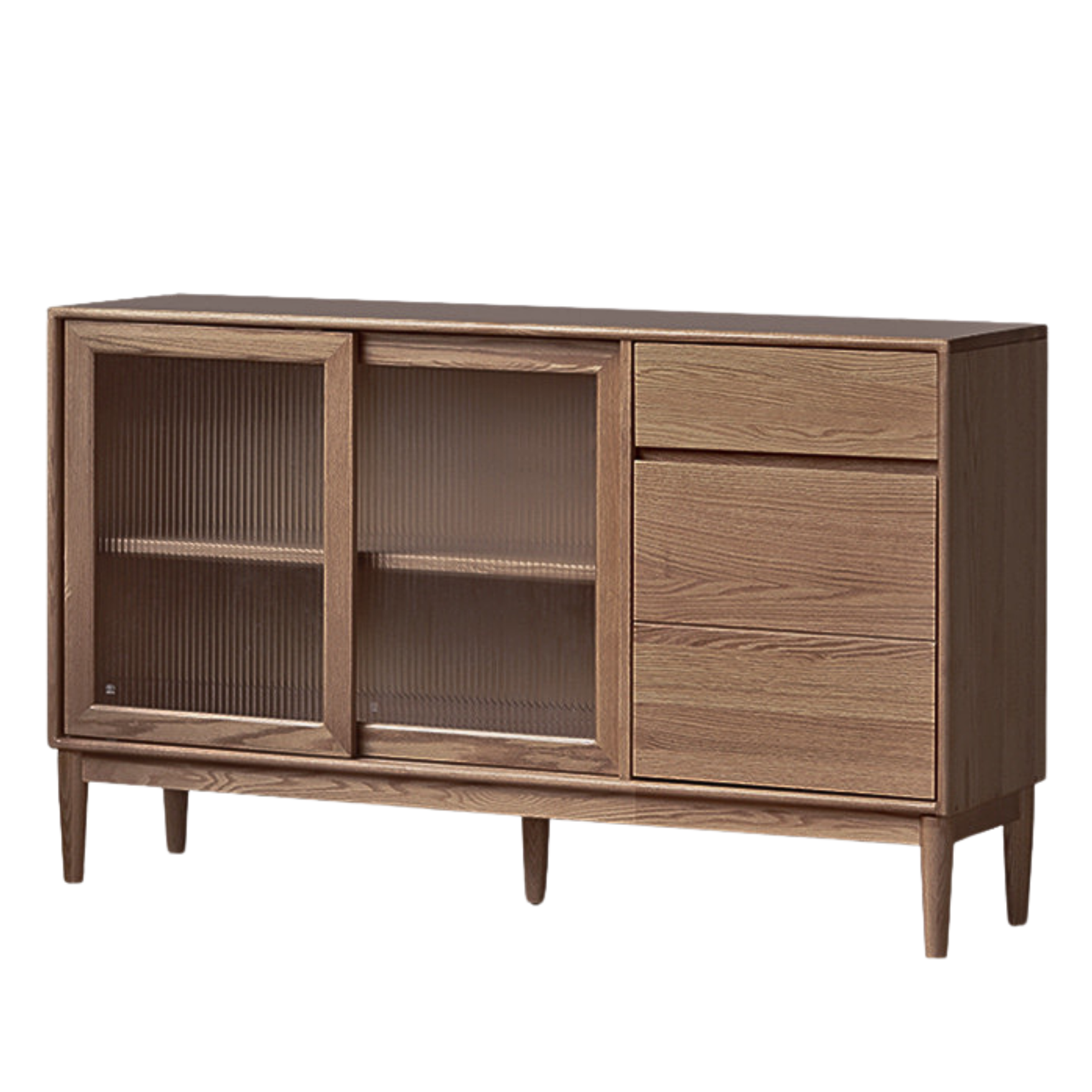 Oak solid wood modern dining sideboard against the wall,