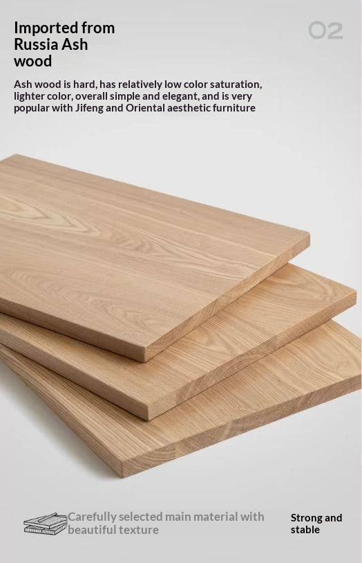 Ash Solid Wood Wall-Mounted Bookcase with Integrated Study Shelf