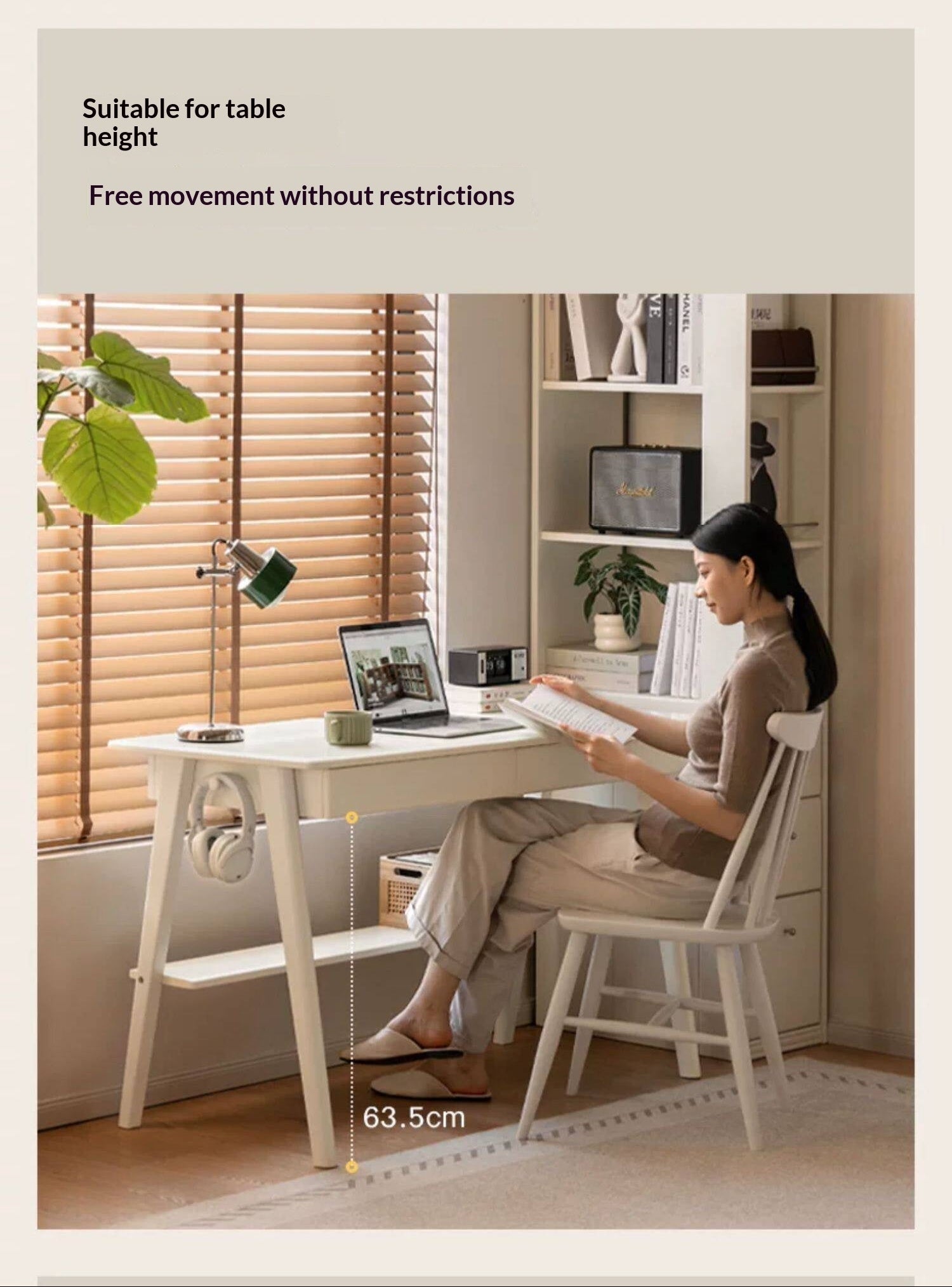 Solid Rubberwood Cream Wind Office Desk