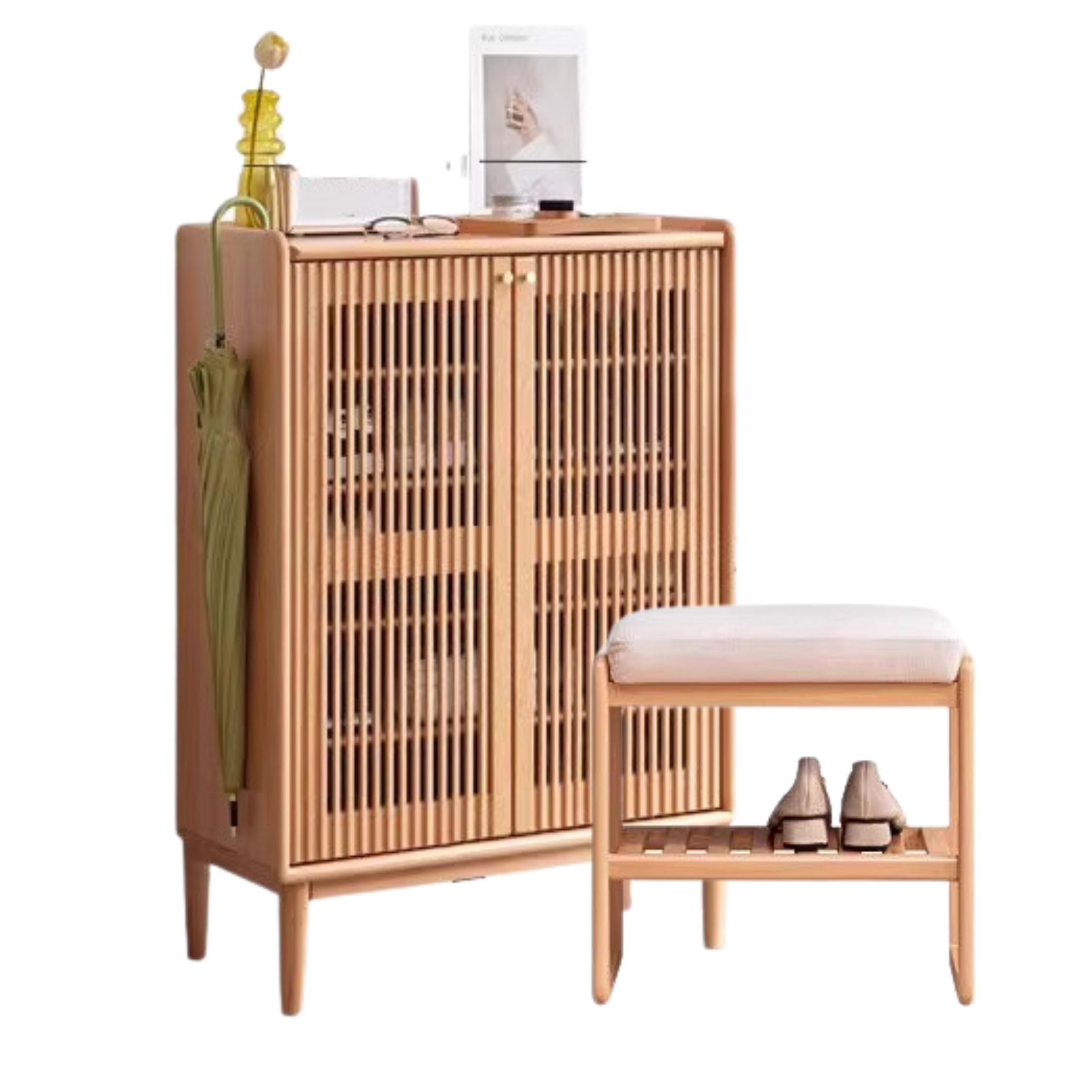 Beech solid wood modern shoe cabinet