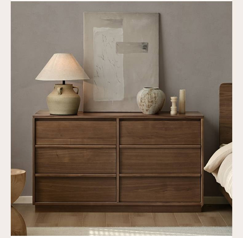 Ash, Oak Solid Wood Wabi-sabi Style Chest Of Drawers