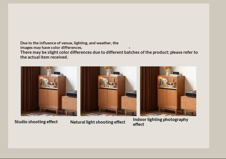 Cherry Solid Wood Wall-Mounted Side Cabinet Modern Minimalist Style