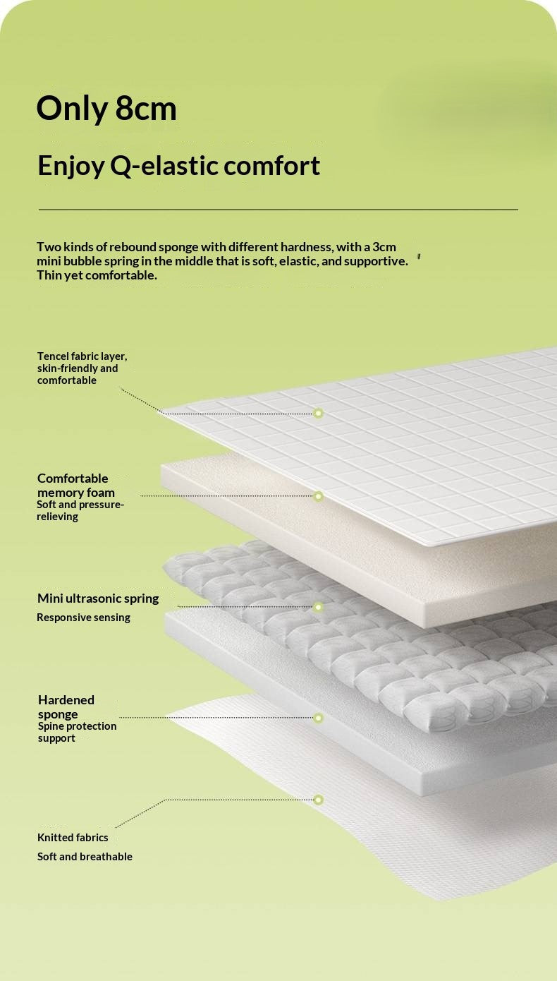 Zero-Glue Thin Mattress — Bubble Spring Support, Hard Mattress