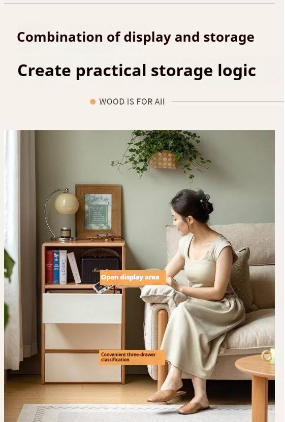 Oak Solid Wood Floor Side Cabinet