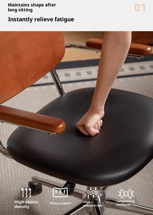 Beech Solid Wood Adjustable Office Chair, Bauhaus Style