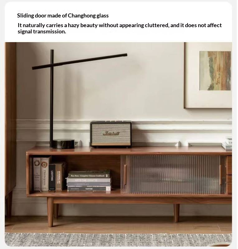 Black Walnut, Rubber, South American walnut Solid Wood Modern TV Cabinet.