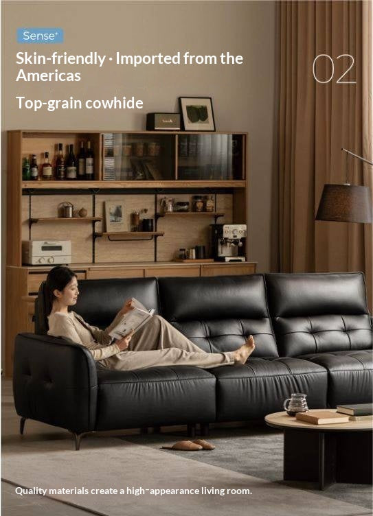 Genuine Leather Sofa, Italian Style High-Back
