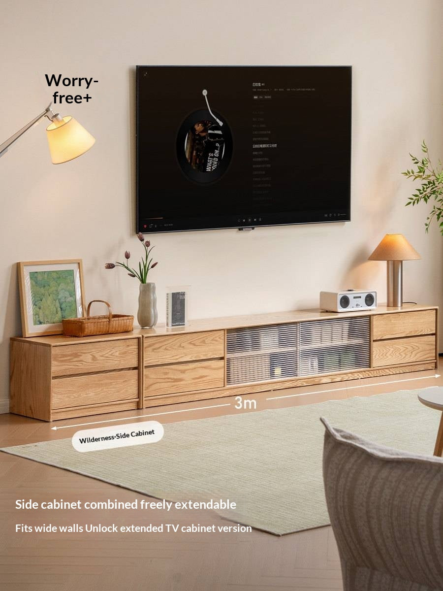 Solid RubberWood, Oak Solid Wood TV Cabinet Floor Combination