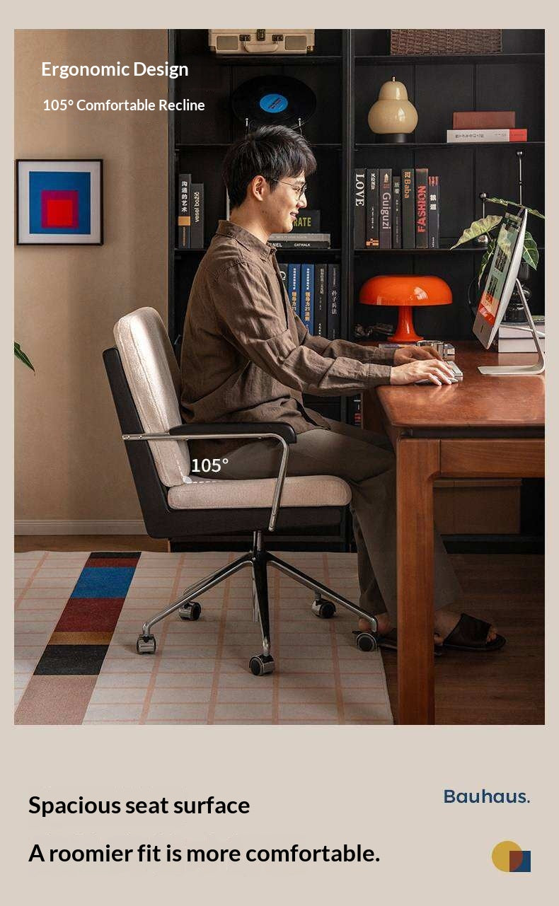 Oak Solid Wood Office Chair with Adjustable Back and Ergonomic Design