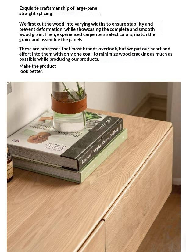 Oak Solid Wood TV Cabinet Hanging LED Lights.