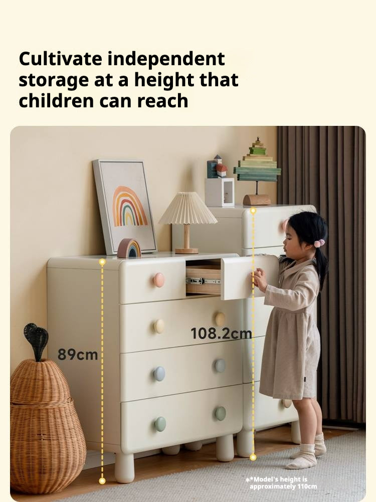 Rubber Solid Wood Children's Storage Cabinet.