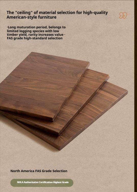 Black Walnut, Ash Solid Wood American Retro Coffee Table