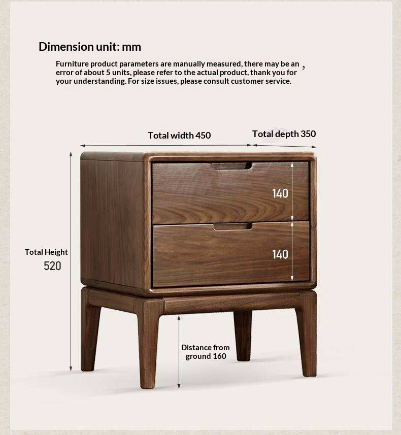 Black Walnut, Ash Solid Wood Nordic Modern Nightstand