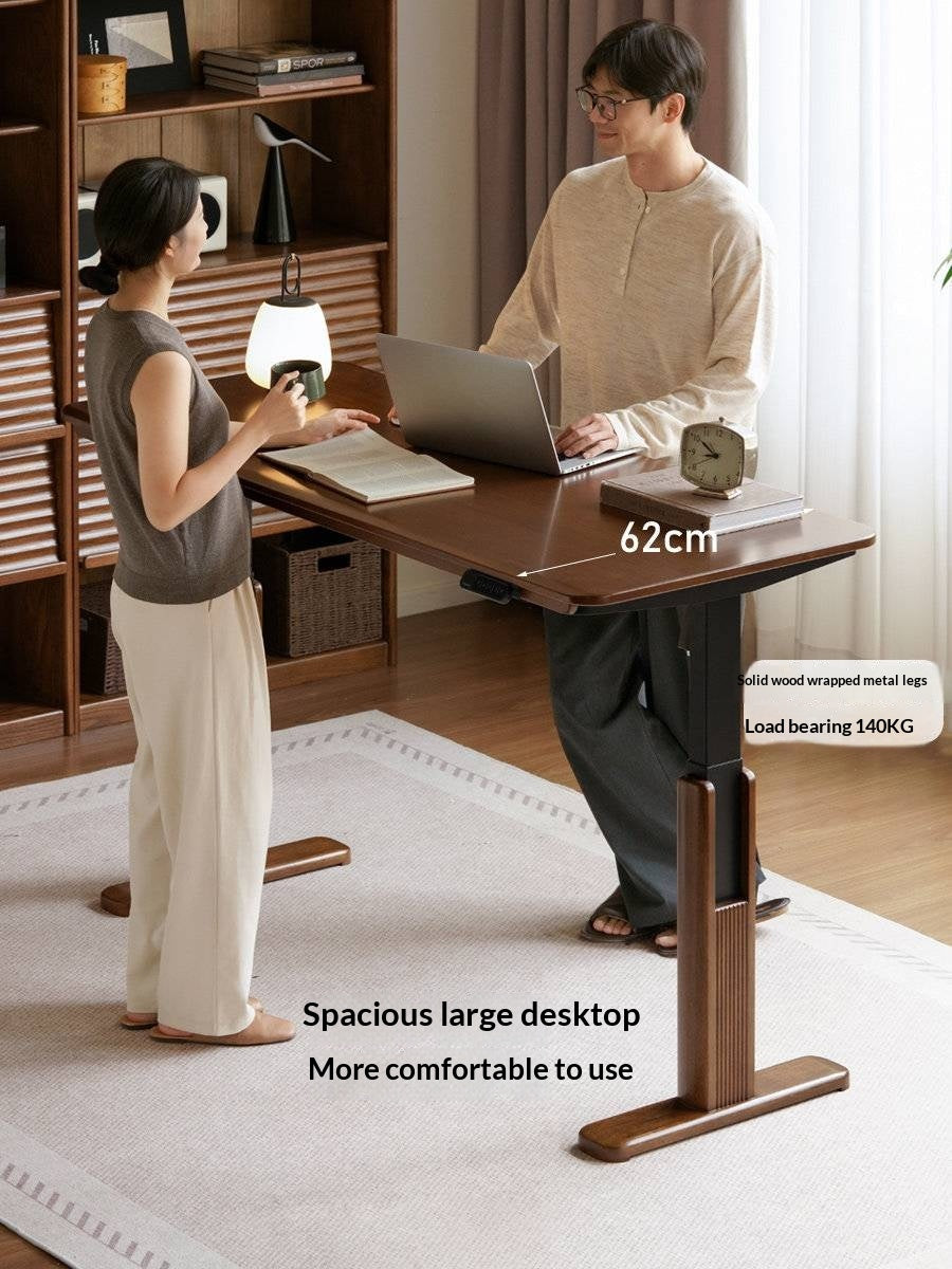 Solid Longan Hardwood Electric Lift Standing Desk with Adjustable Height