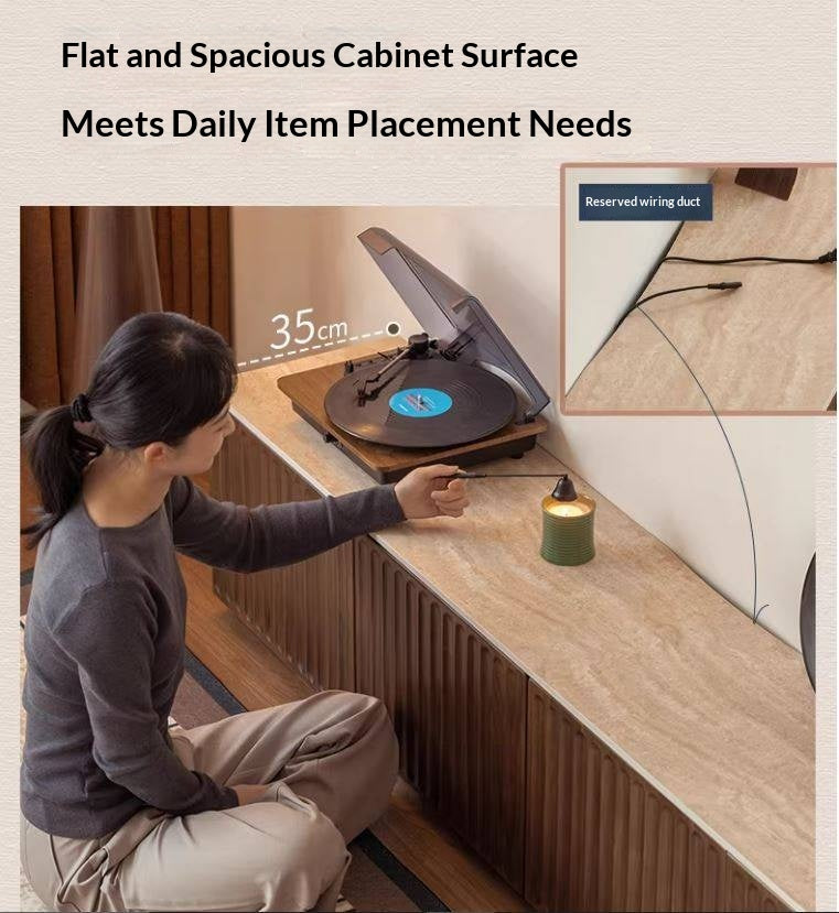 Black Walnut Solid Wood TV Cabinet with Vintage Style Floor-Standing Design