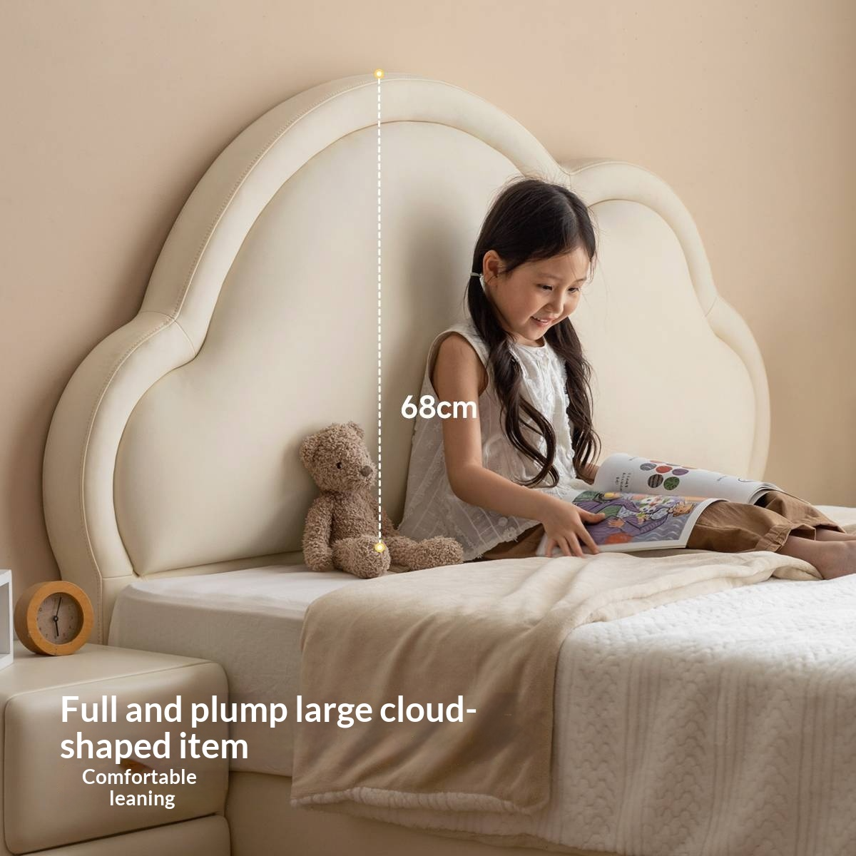 Сream style Organic Leather kid's Cloud Bed<
