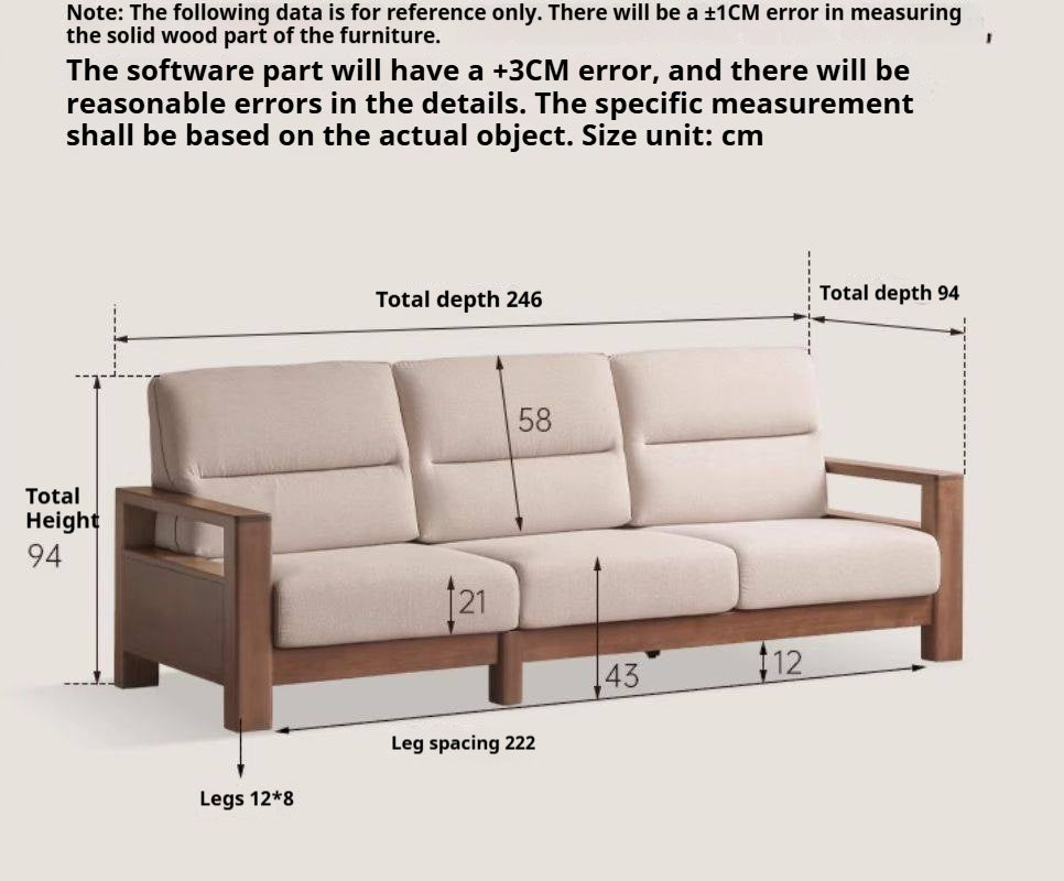 Sandalwood Solid Wood Fabric Sofa