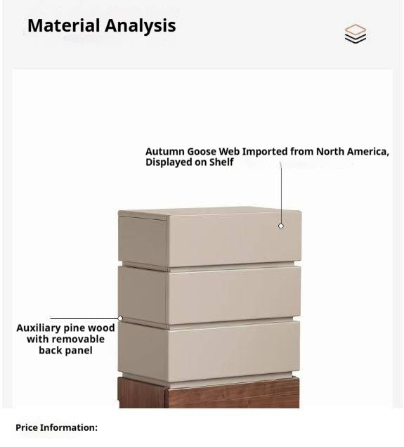 Black Walnut, Poplar  Solid Wood Italian Light Luxury Side Cabinet.