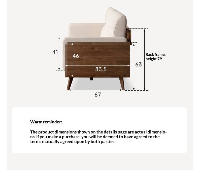 Black Walnut, Oak, Ash Solid Wood fabric sofa high back