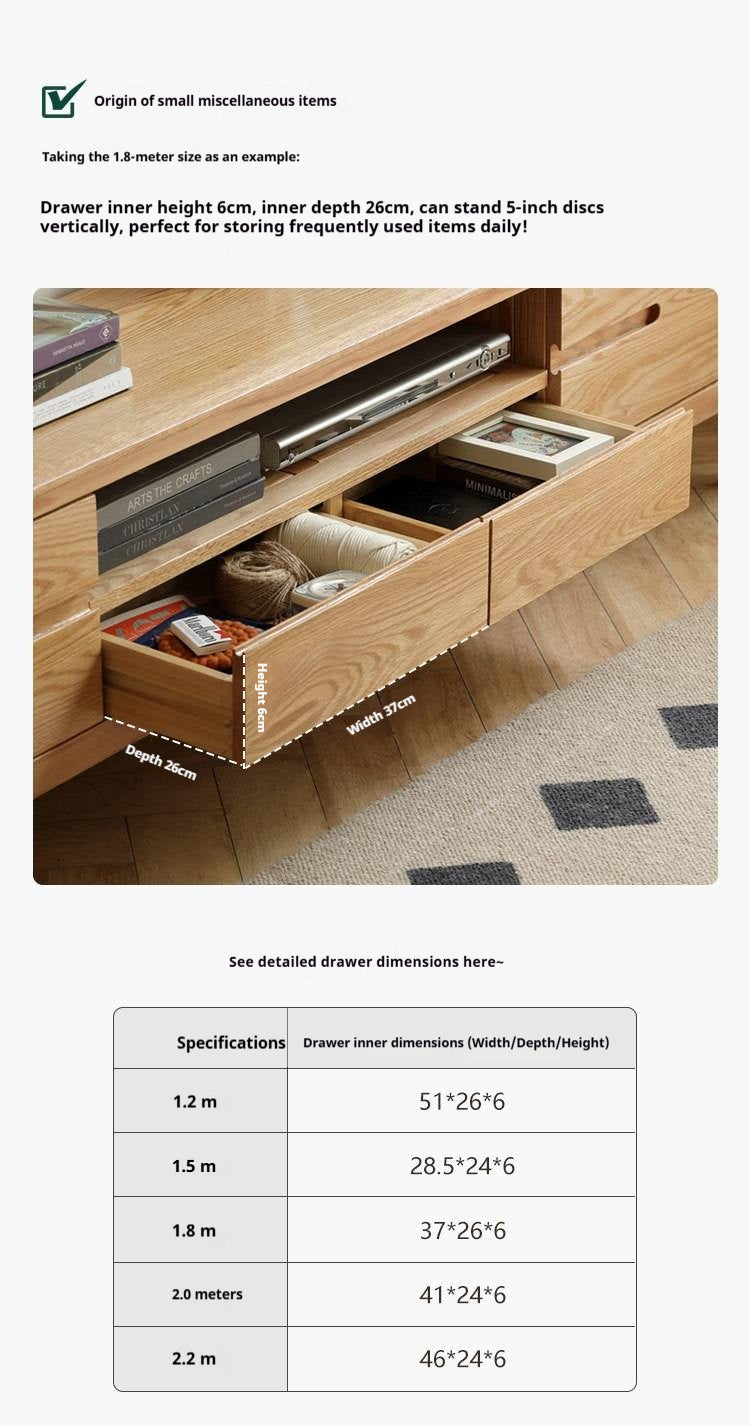 Oak, Solid Rubberwood Modern TV Stand