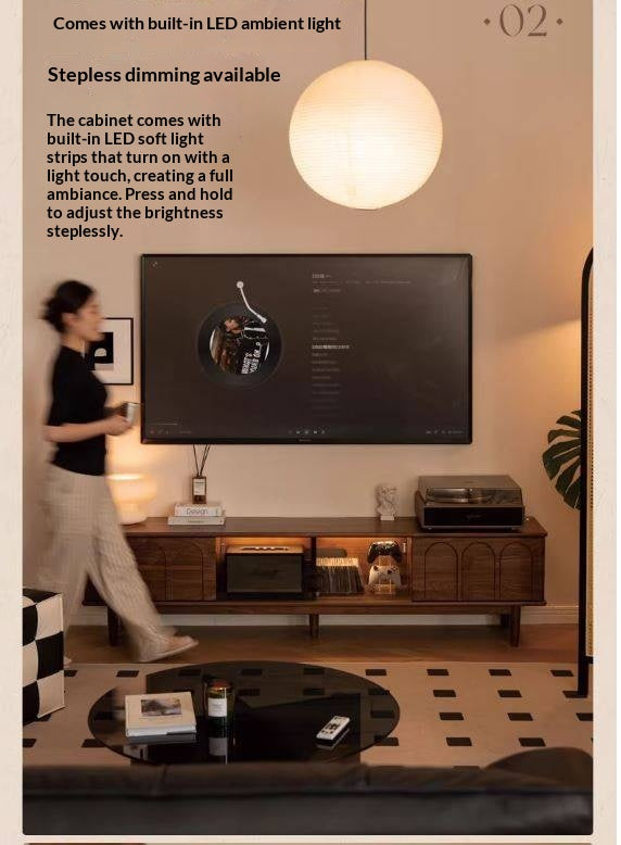 Black Walnut Solid Wood Retro Large Capacity TV Cabinet.