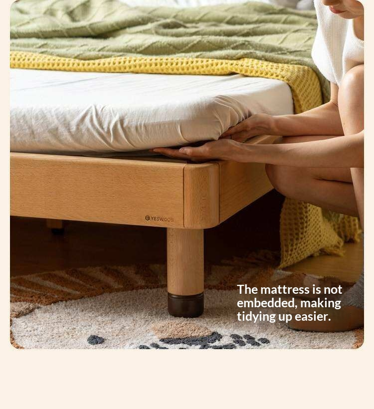 Beech Solid Wood Kids Bed with Scalloped Headboard and Hidden Storage