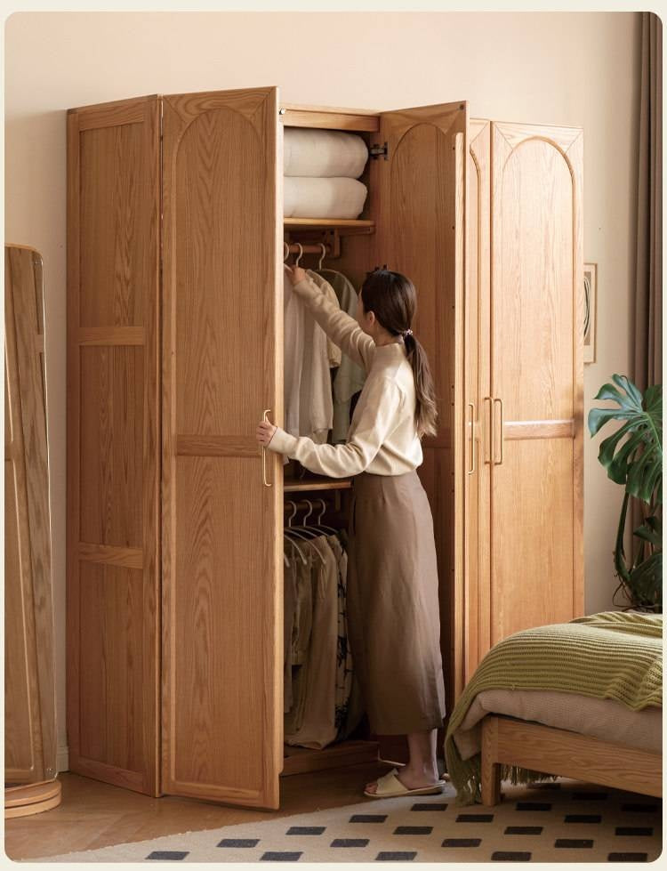 Oak Solid Wood Wardrobe French Retro Style