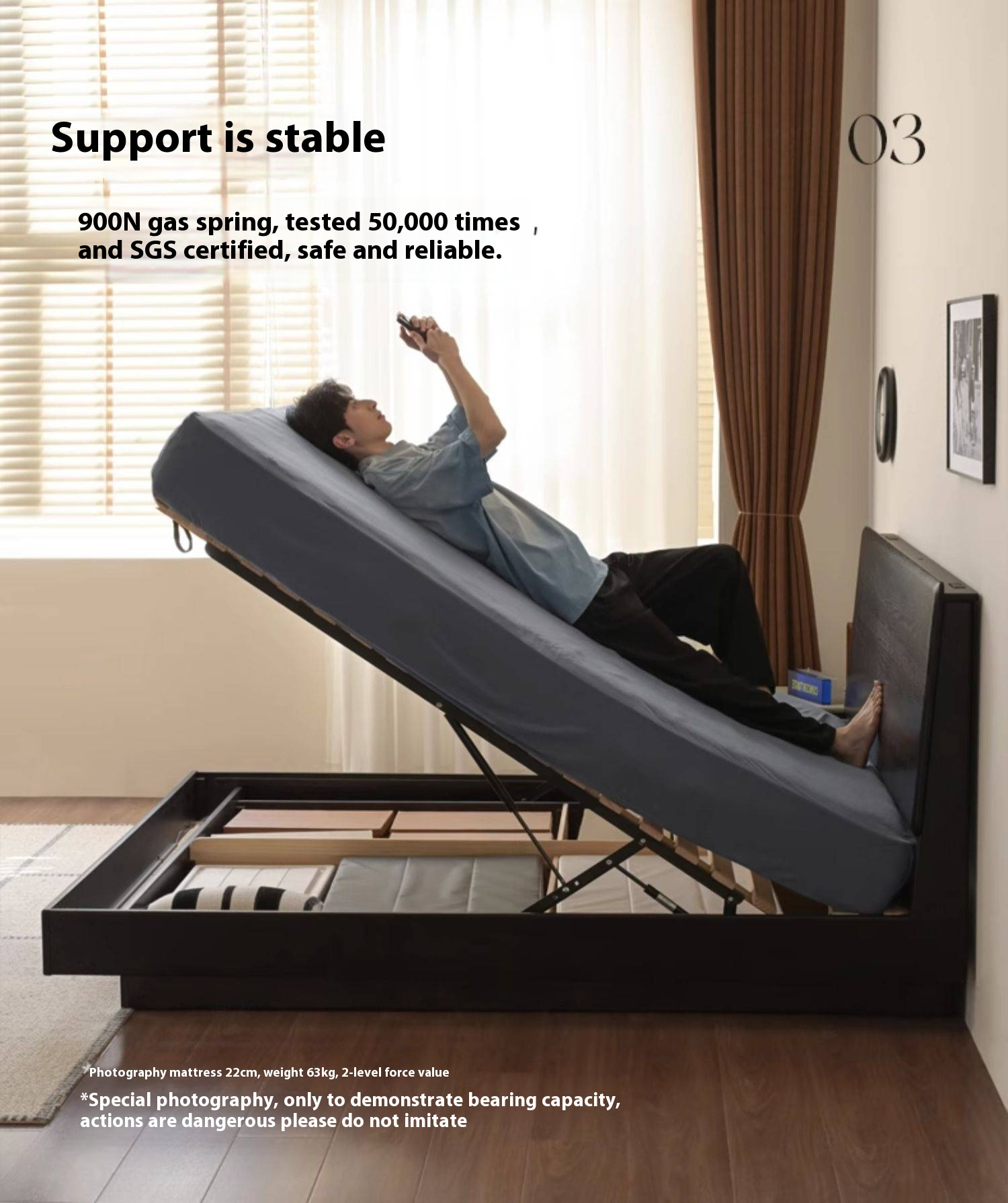 Ash Solid Wood Modern Simple Suspended Multifunctional Box Bed