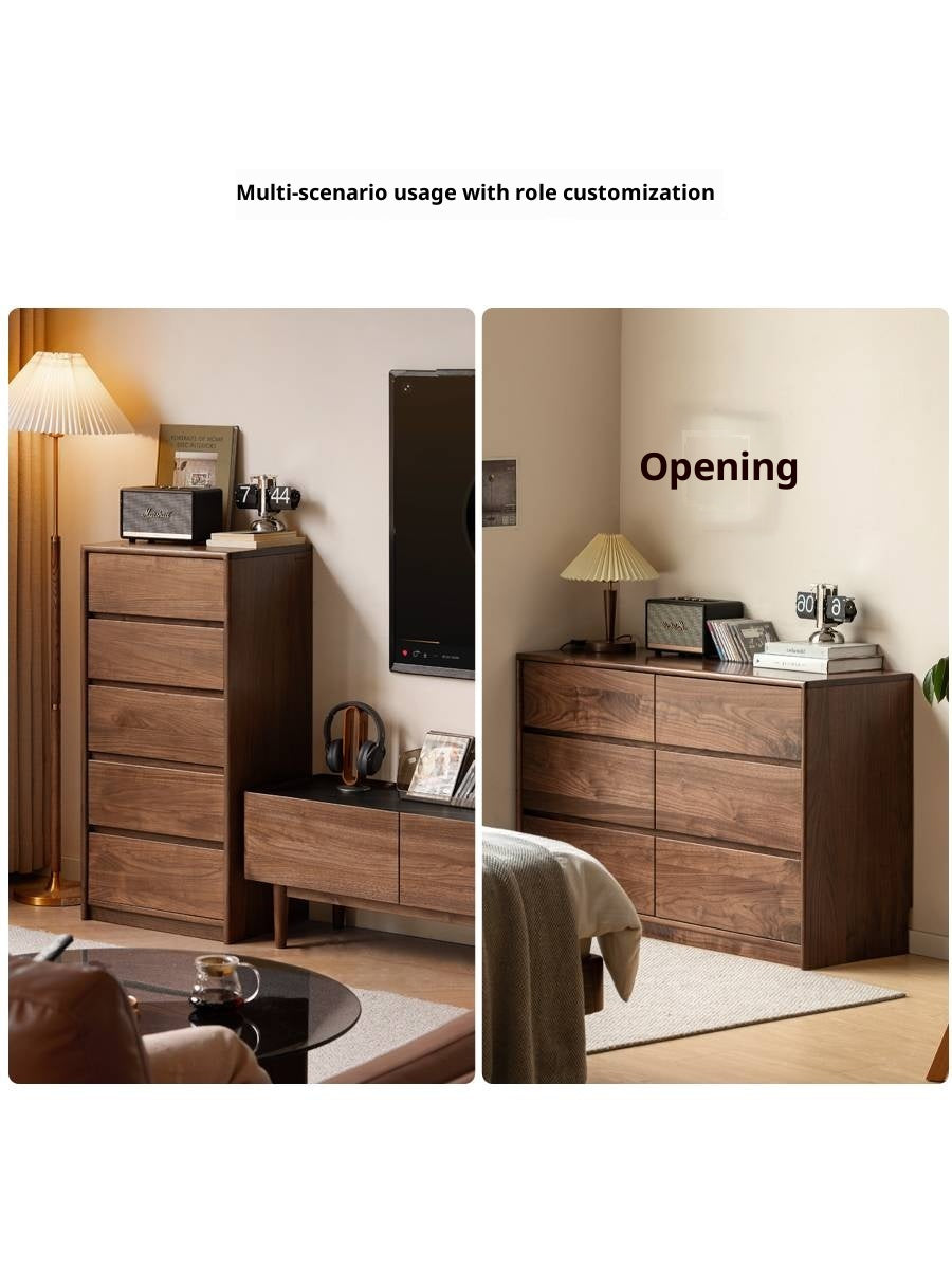 Black Walnut, South American Walnut Solid Wood Six-Drawer Chest