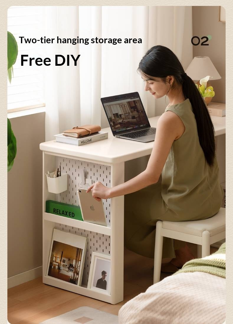 Rubberwood Solid Wood Cream Style Office Desk