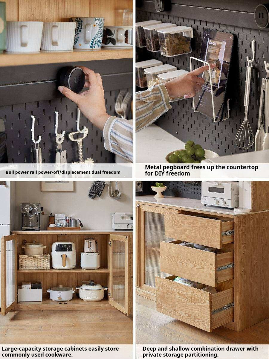 Ash Solid Wood White Wax Rock Plate Sideboard