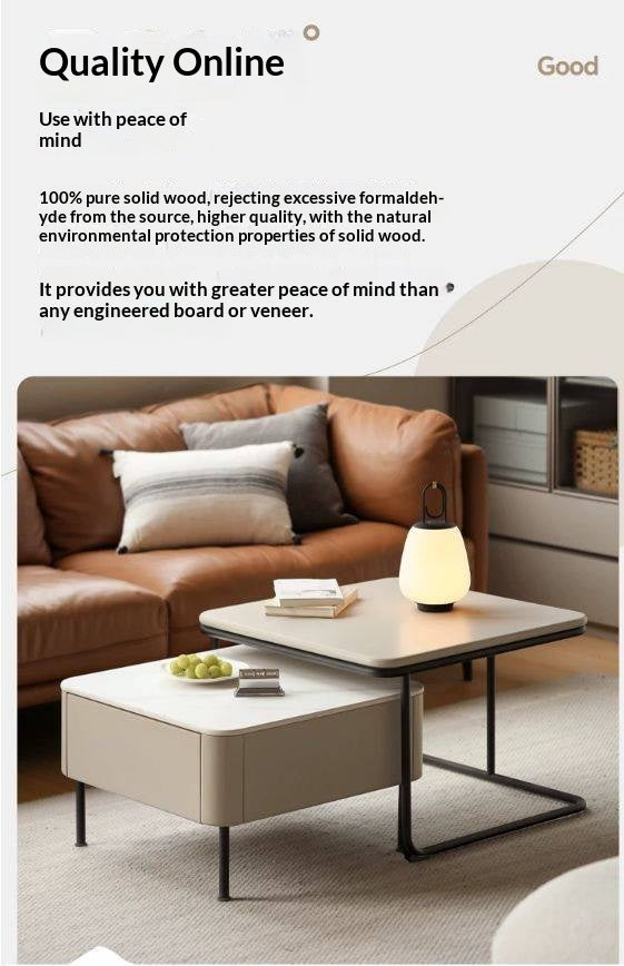 Tulipwood Solid Wood Modern Light Luxury Rock Board Coffee Table