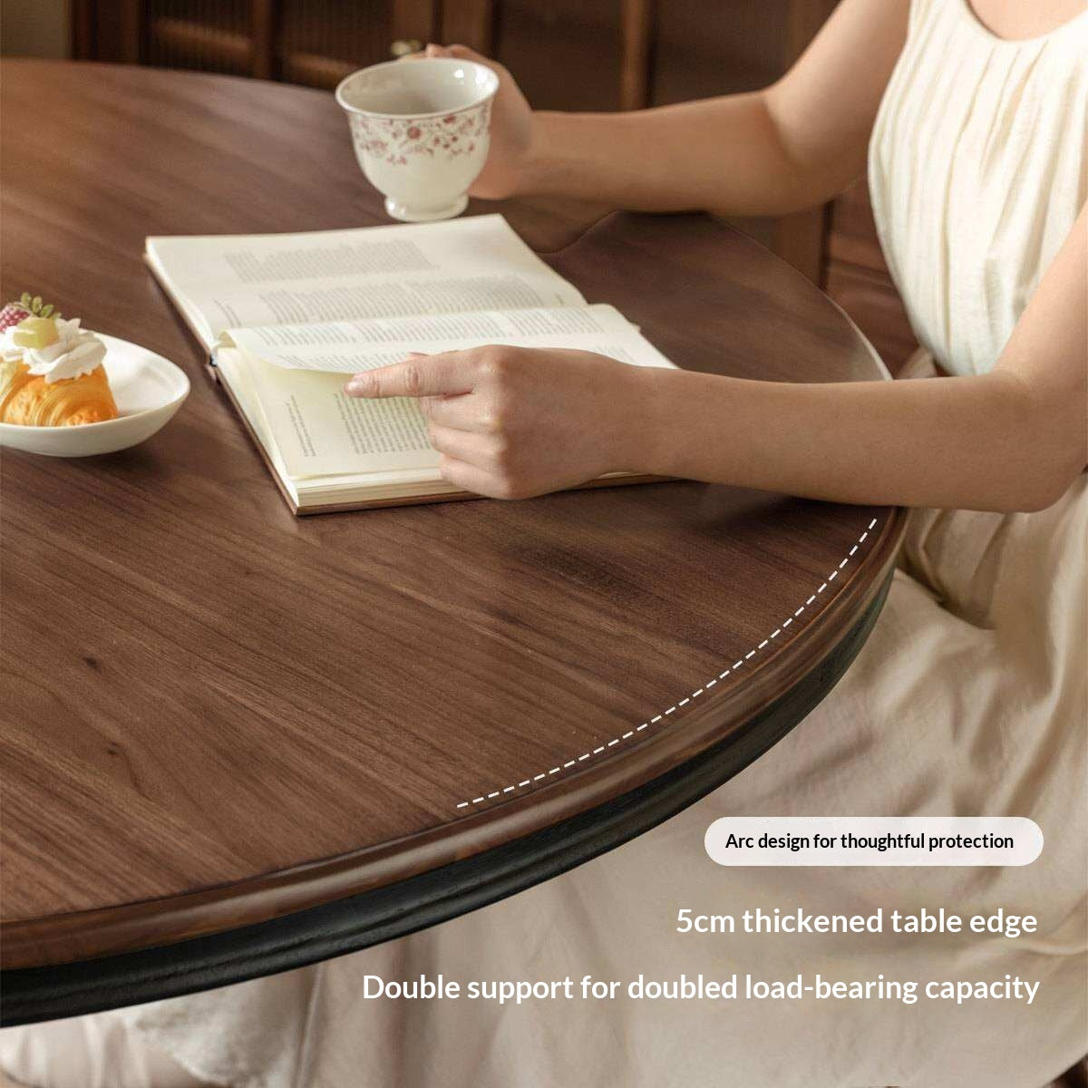 Black Walnut Solid Wood American Retro Round Dining Table