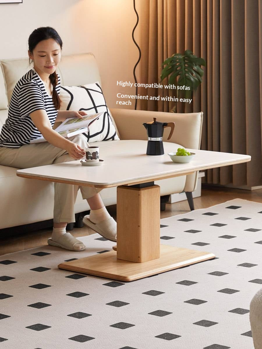 Oak Solid Wood Rock Slab Lifting Side Table