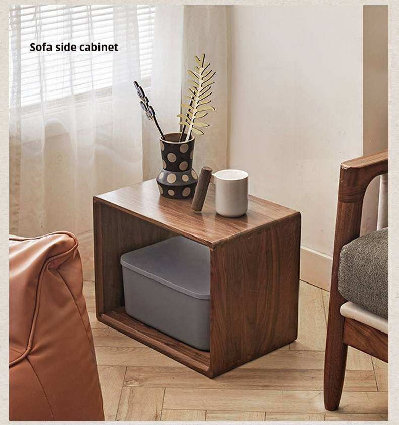 Black Walnut, Oak Solid Wood Small Combination Bookcase.