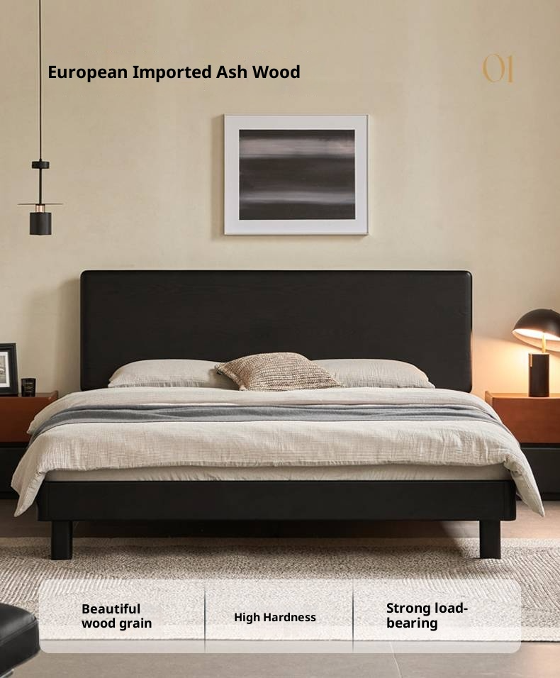 Ash Solid Wood Luminous Bed Modern Minimalist