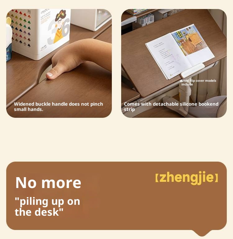 Solid Rubberwood Children s Hand-cranked Height Adjustable Desk