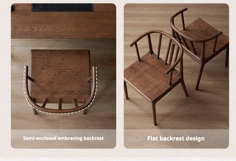 Black Walnut, Oak Solid Wood Round Tea Chair