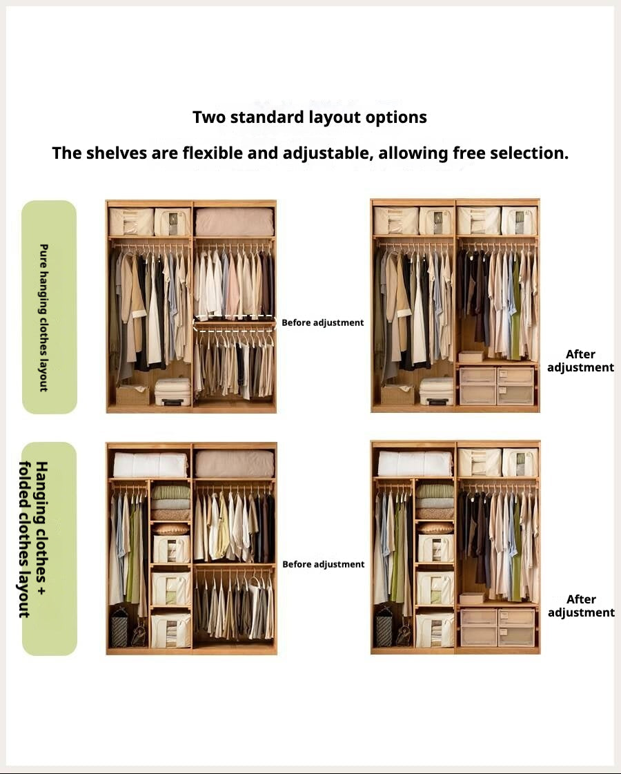 Oak Solid Wood Wardrobe Sliding Door.