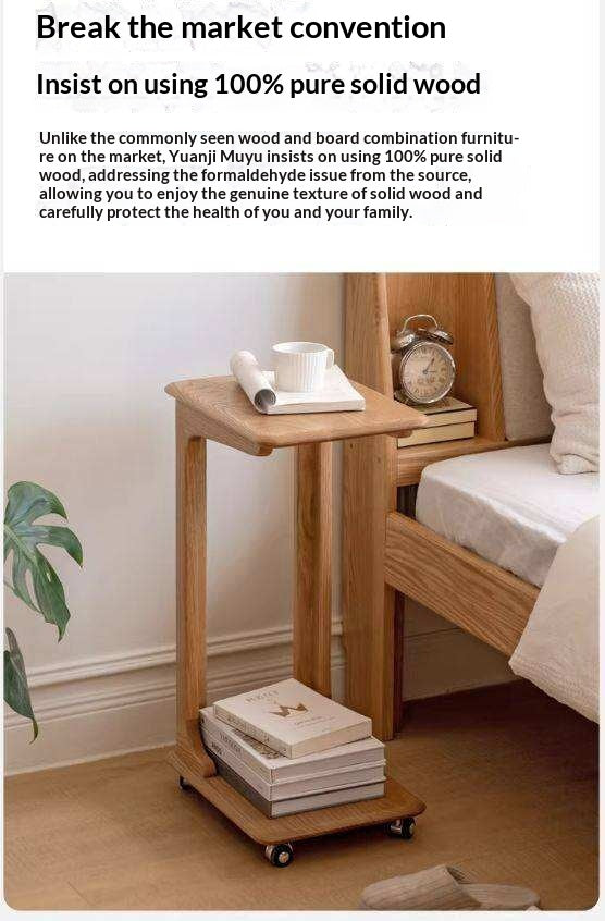 Oak Solid Wood Modern Minimalist Movable Nightstand