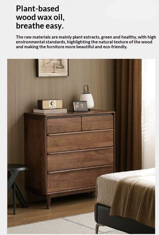 Black Walnut, Sandalwood Solid Wood, Solid Longan Hardwood Italian Light Luxury Chest of Drawers