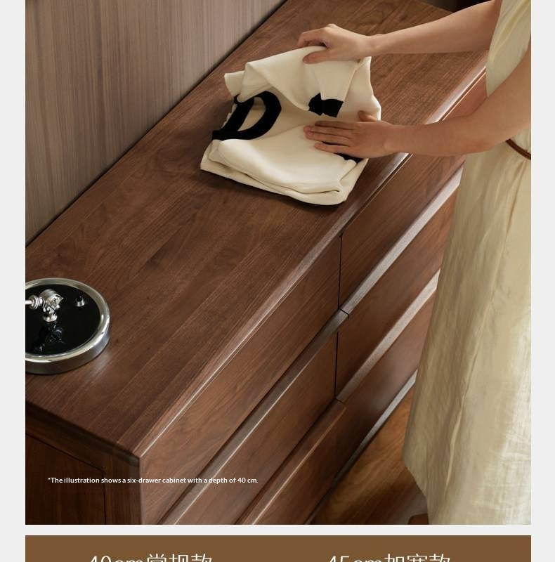 Black Walnut, Sandalwood Solid Wood, Solid Longan Hardwood Italian Light Luxury Chest of Drawers
