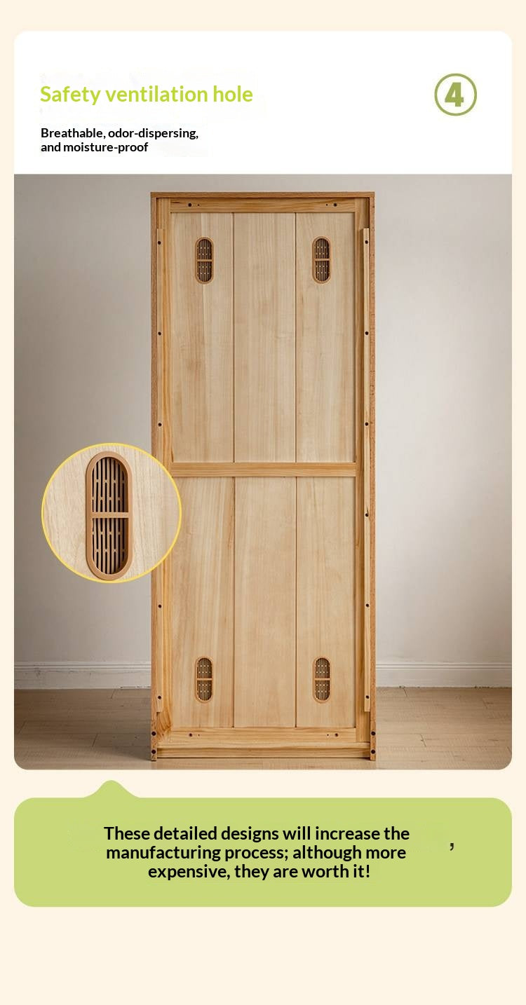 Oak Solid Wood Kids Wardrobe Combination