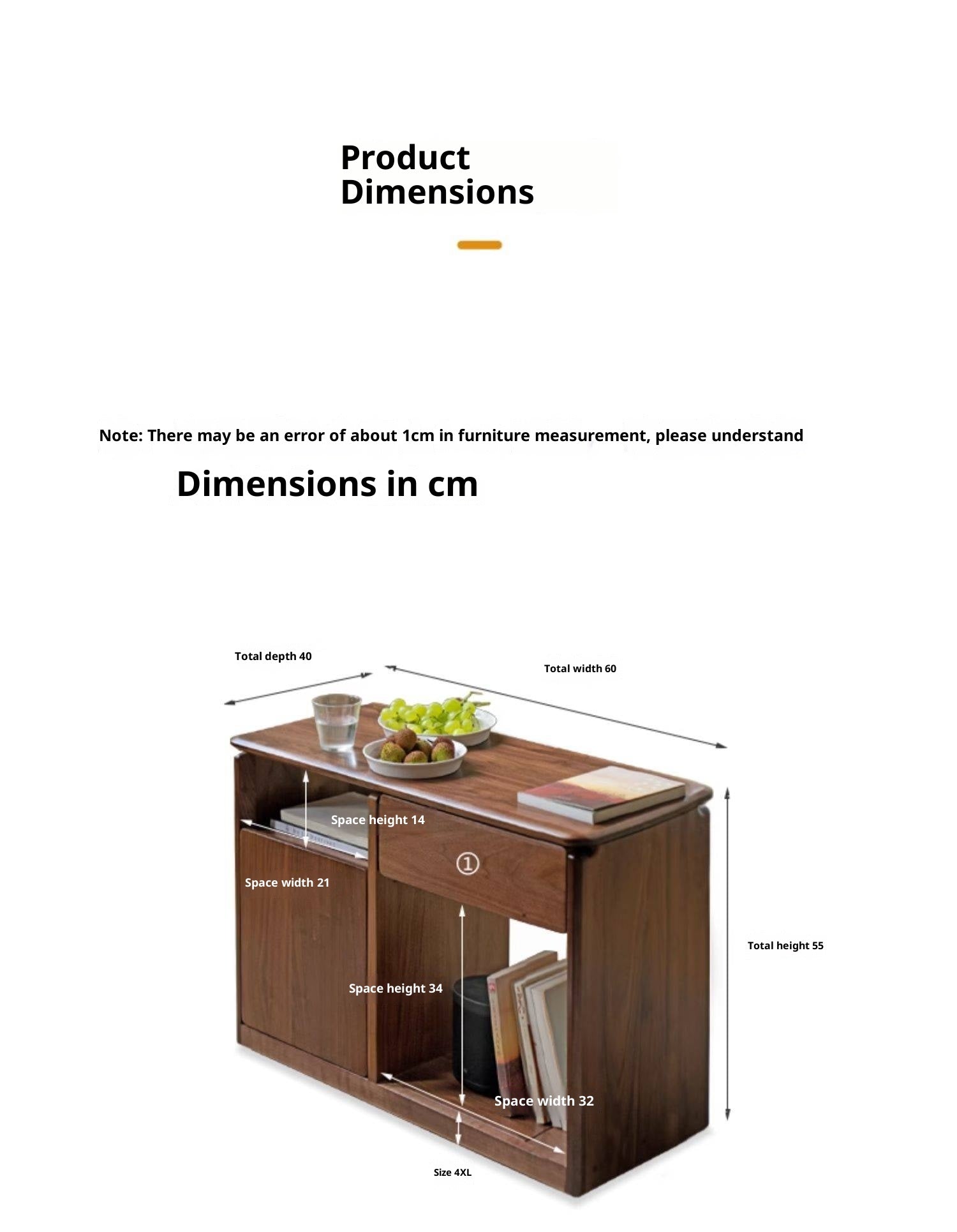 Black Walnut Solid Wood Nordic Style Movable Side Cabinet