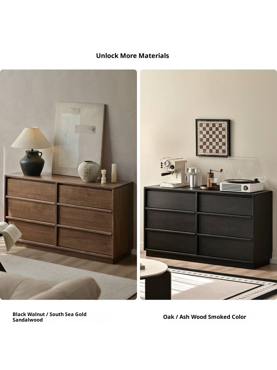 Ash, Oak Solid Wood Wabi-sabi Style Chest Of Drawers